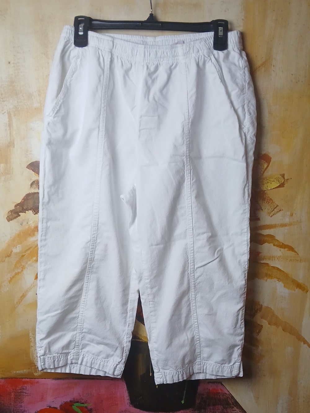 Pappagallo White Cotton Pull On Capri Pants Size Medium